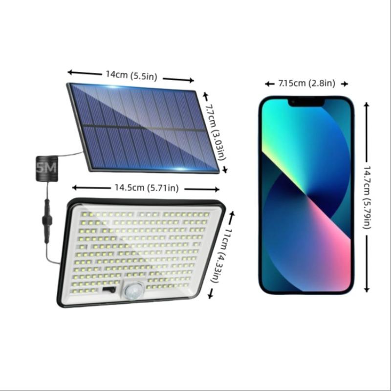 Solar Powered Outdoor Light, 204LED Remote Security Light Outdoor Motion-Sensor, Waterproof Garden Light, Flood Light for Yard Shed Garage Outside, Solar Flood Lights