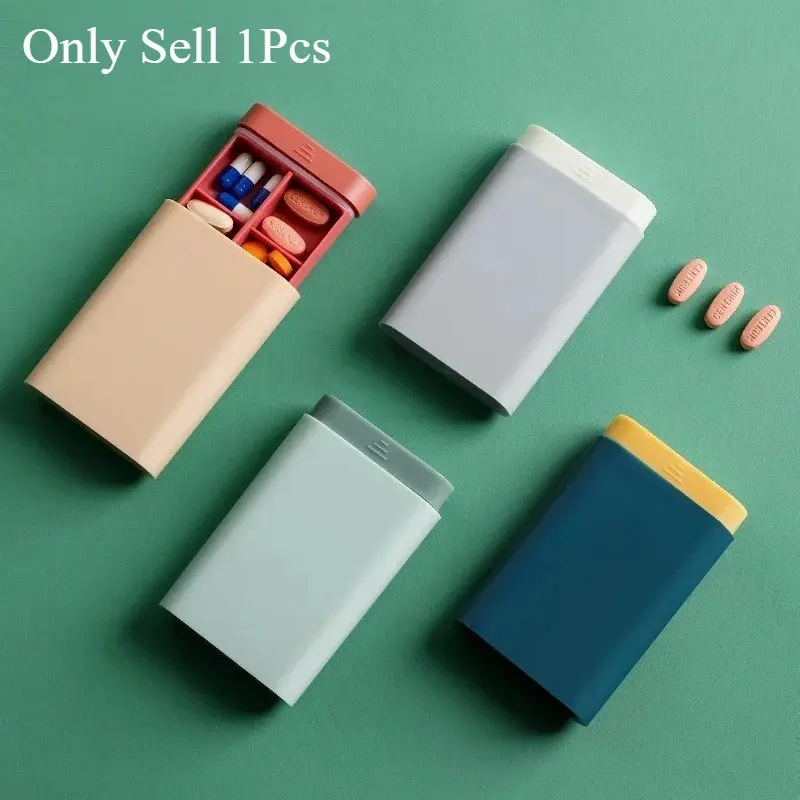 Mini Premium Portable Travel Vitamin Box, Pill Cases Container Organizer, 7 Days 6 Grids Medicine Storage, Fish Oils Holder