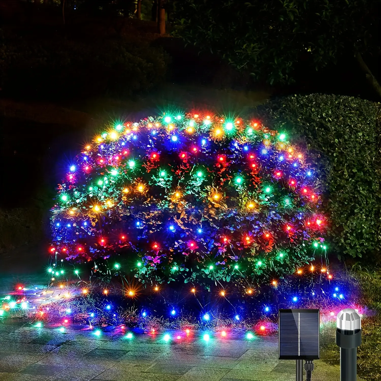 Solar Outdoor Net Lights, 6.6ft X 9.8ft 200 LEDs 8 Modes Mesh Fairy Lights, Decorative Lighting for Xmas Tree Lawn Bushes Fence Wall