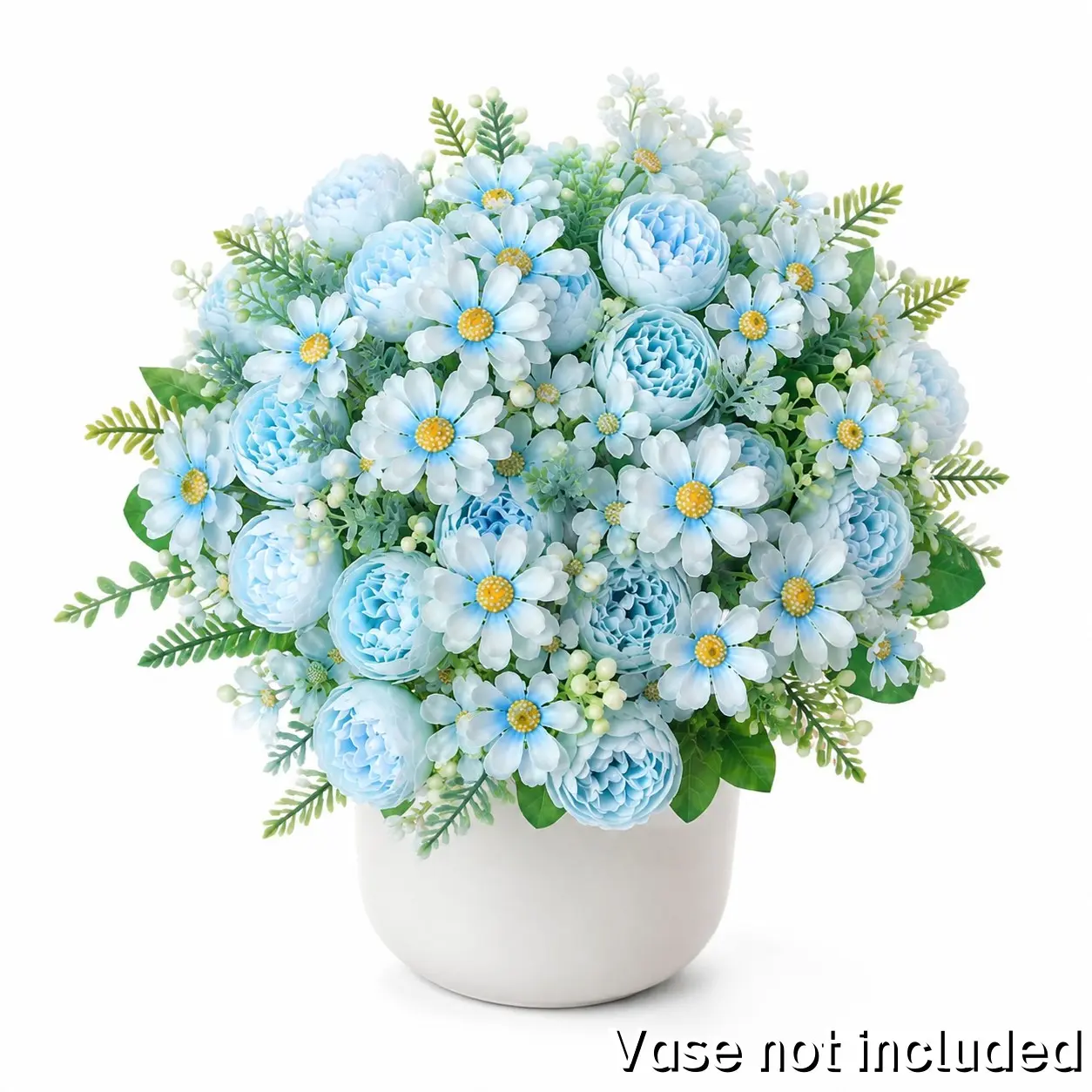 6pcs Blue Champagne Color Bouquet, Artificial Roses and Daisies, Wedding Handheld Flower, Home Decor, Romantic Fake Flowers