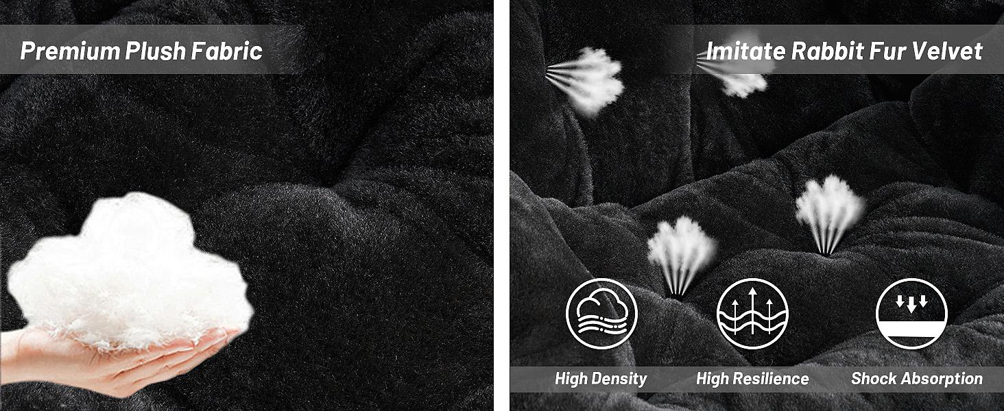 Comfy Saucer Chair, Foldable Living Room Chairs, Soft Faux Fur Lounge Chair for Bedroom, Reading Chairs for Adults,Teens, X-Large (Black)