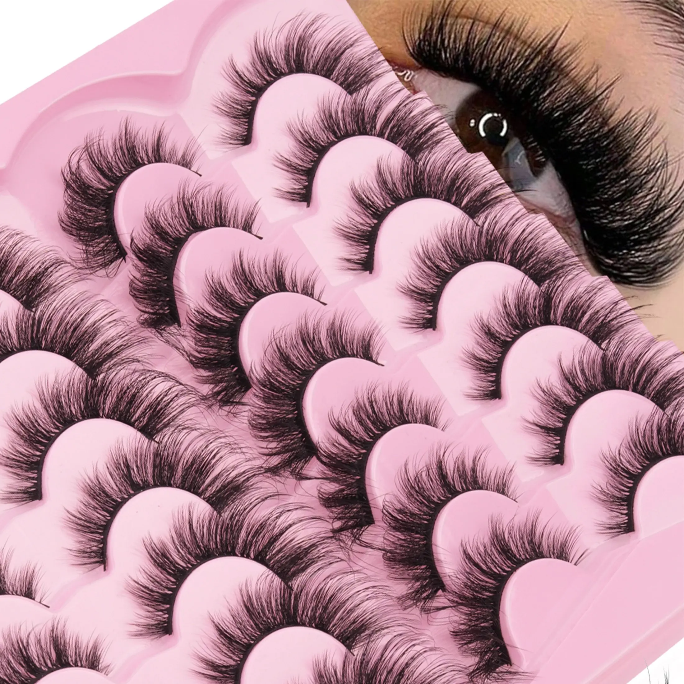 Luxurious False Eyelash Set, 14 Pairs, High Density Design, Deep Eye Effect, Ideal for Weddings, Parties, Photography