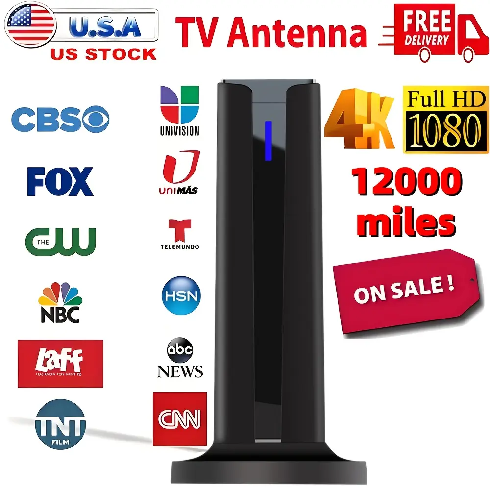 12, 000 miles long-range high definition 1080P 4K signal amplifier, 360 ° upgrade signal stability, receive local - free channels, suitable for urban and rural areas - for TV, home entertainment, clear reception, reliable performance, compact design