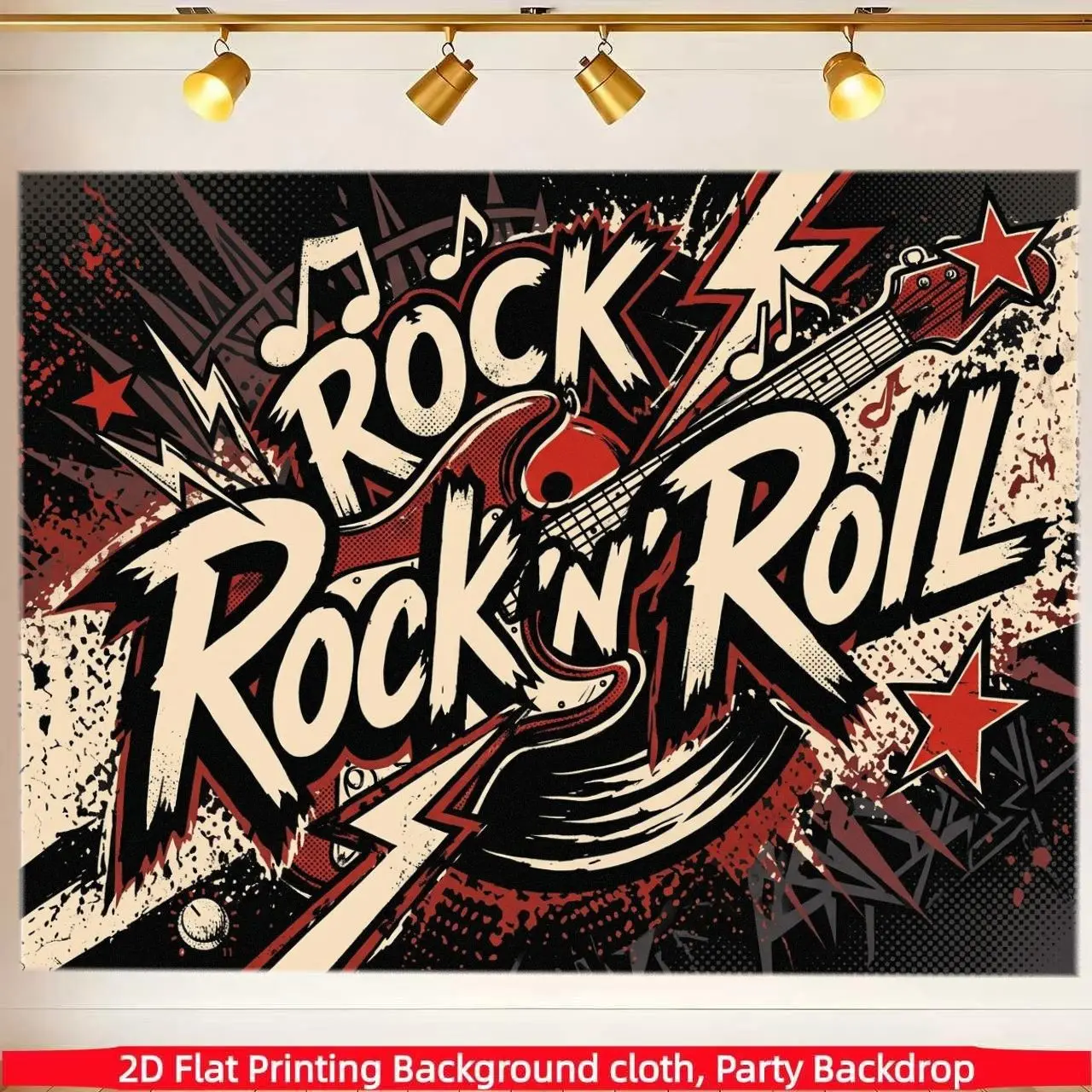 Rock Music Theme Vintage Backdrop, Ideal for Festivals, Bars, Band Rehearsals, Party Wall Decor, Photography Backdrop, Polyester Material
