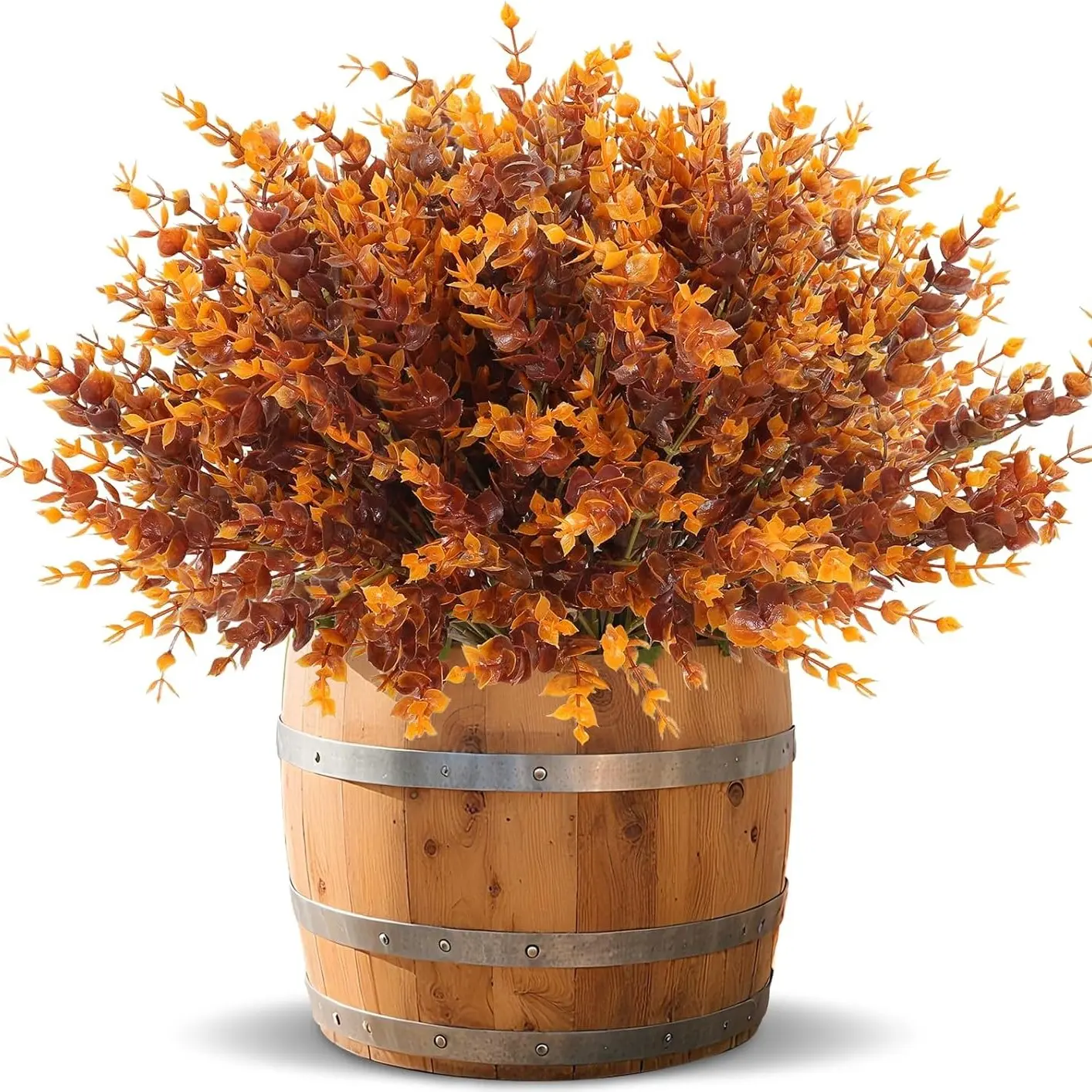 20 Bundles Artificial Autumn Flowers, UV-Resistant Fake Chrysanthemums, Faux Flower Bouquet, Plastic Decorative Plants for Garden, Porch, Fireplace, Thanksgiving, Artificial Flower Arrangement, Faux Outdoor Flowers