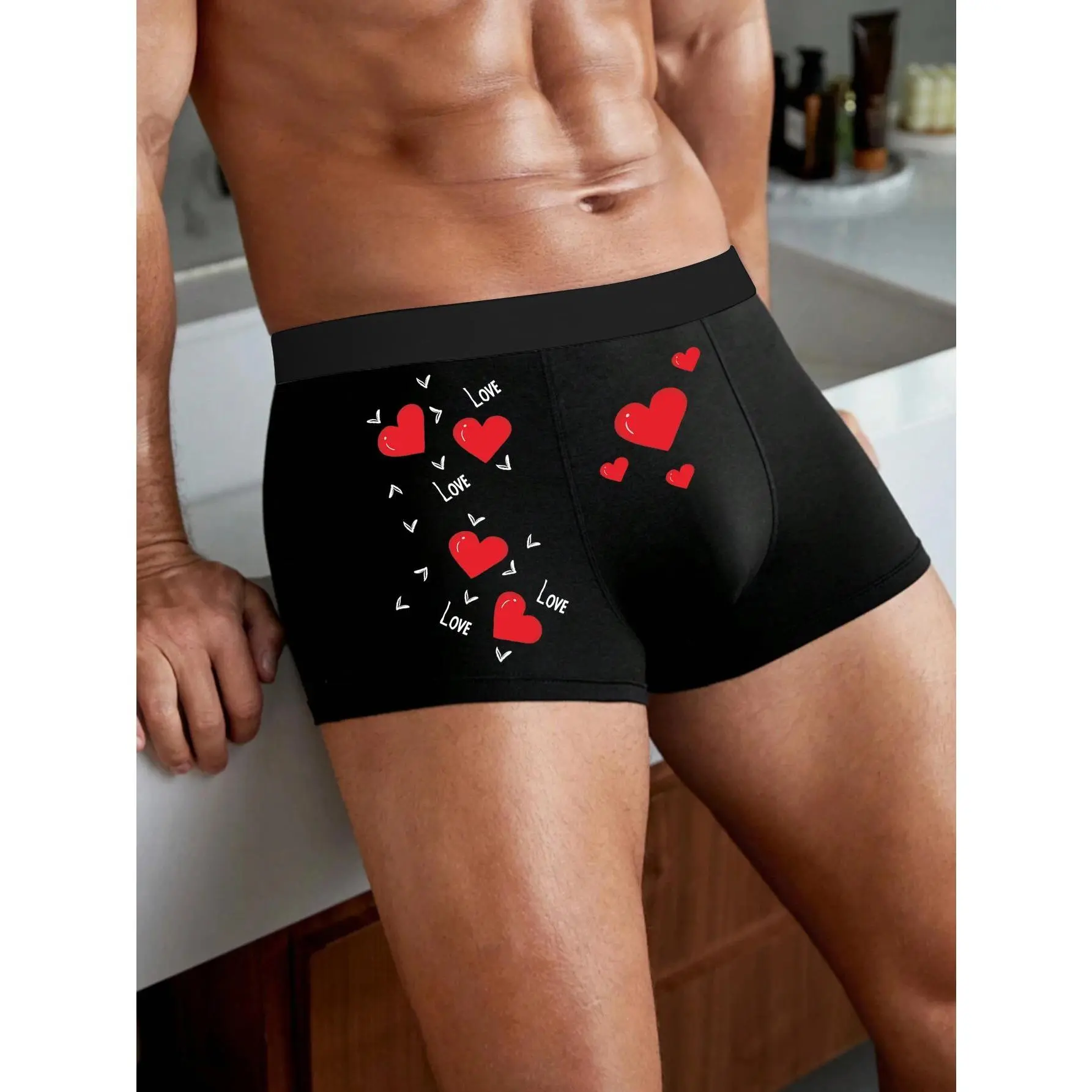 Men's Floral Heart Print Boxer Shorts, Breathable and Comfortable Menswear Underwear, Multi-Size Available