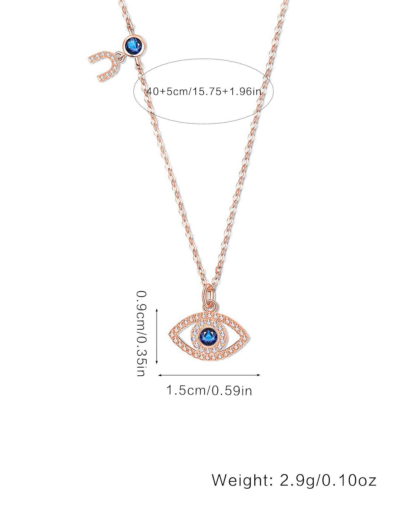 S925 Sterling Silver Evil Eye Design Cubic Zirconia Pendant Necklace for Women, Fashion Jewelry for Party, Daily Decor, Trendy All-match & Exquisite  Silver  Jewelry for Birthday Gift