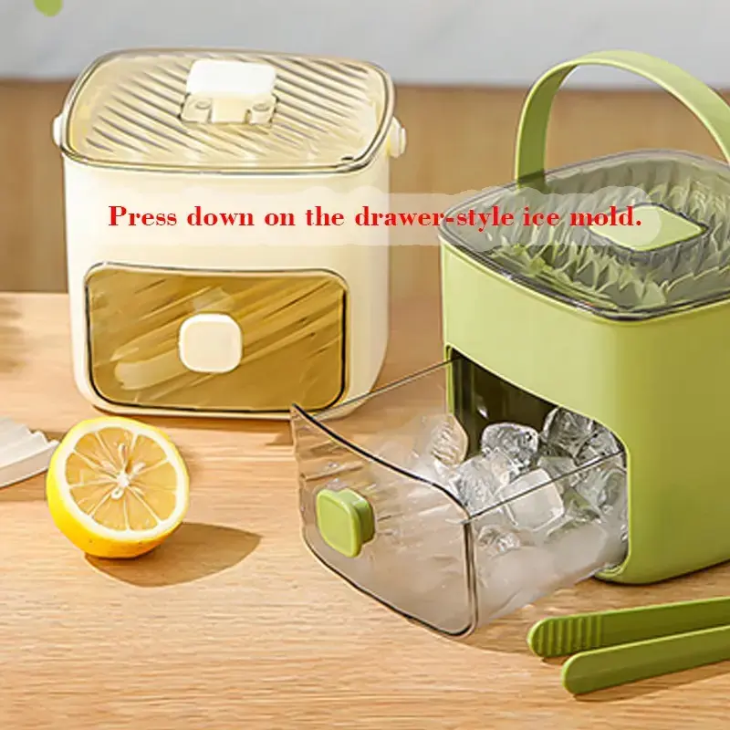 Portable 48 Compartment Ice Bucket Large Capacity Press Mold Ice Maker