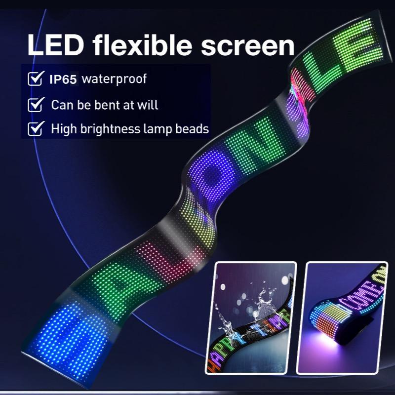 Programmable LED Sign, 1 Set Flexible Loop Playback LED Store Sign with Remote Control & APP Control, Scrolling Custom Text Pattern Animation DIY Digital LED Display