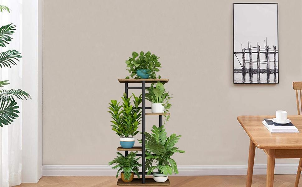 dealsforyoudays Plant Stand 4 Tier 5 Potted Indoor Plant Shelf Multiple Stands for Garden Corner Balcony Living Room (4 Tier 5 Potted, Black)