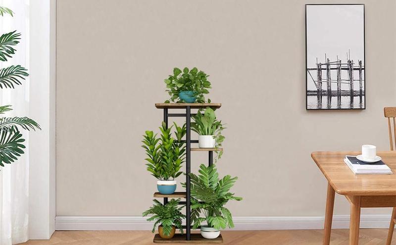 dealsforyoudays Plant Stand 4 Tier 5 Potted Indoor Plant Shelf Multiple Stands for Garden Corner Balcony Living Room (4 Tier 5 Potted, Black)