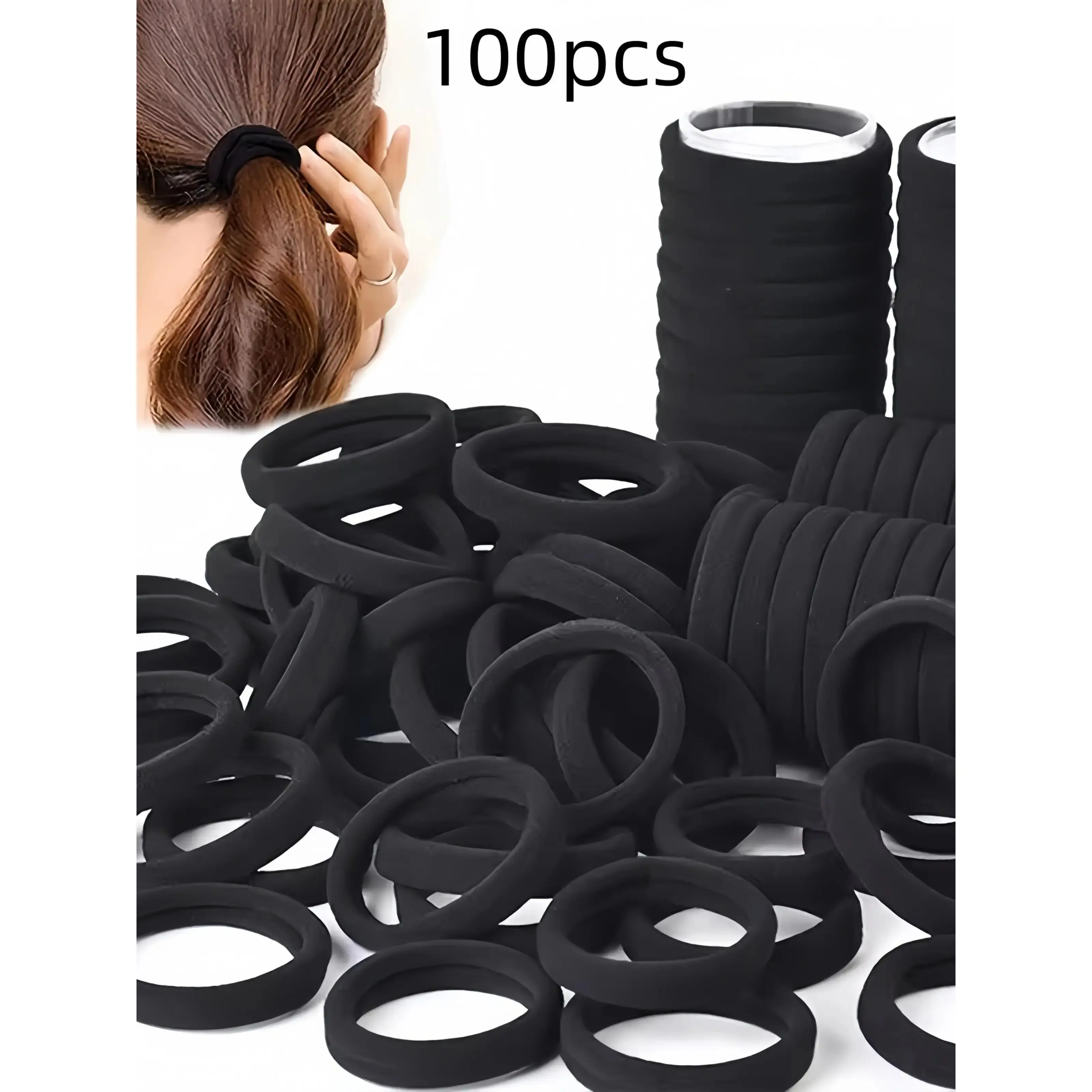 100pcs Ultimate Hair Tie Set, Super Elastic Ponytail Holders, Soft Rubber Hair Bands, Fun Fashion Accessories for Women, Perfect Gift, Fashionable Hair Accessories, Elastic Hair Ties