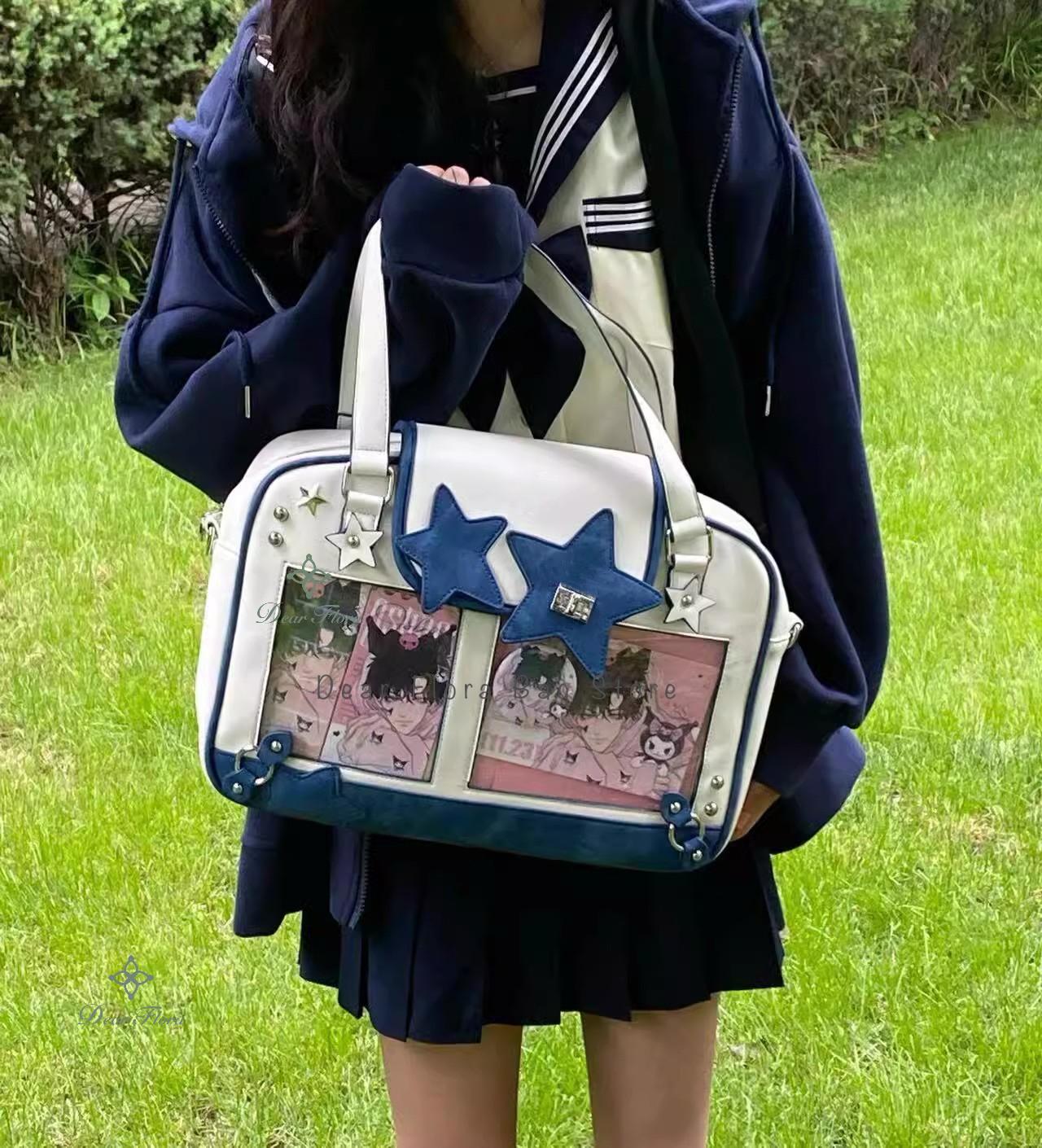 Y2K Trendy Star Ita Bag Lolita Girl Transparent Pocket Women's DIY Display Shoulder Bag Fashion Crossbody Bag Cute Purse Handbag