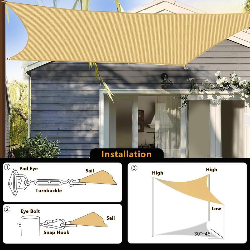 12'x12'x12' Sun Shade Sail Triangle Outdoor UV Block Canopy Sunshade Cover for Backyard Porch Pergola Deck Garden Patio, Turquoise