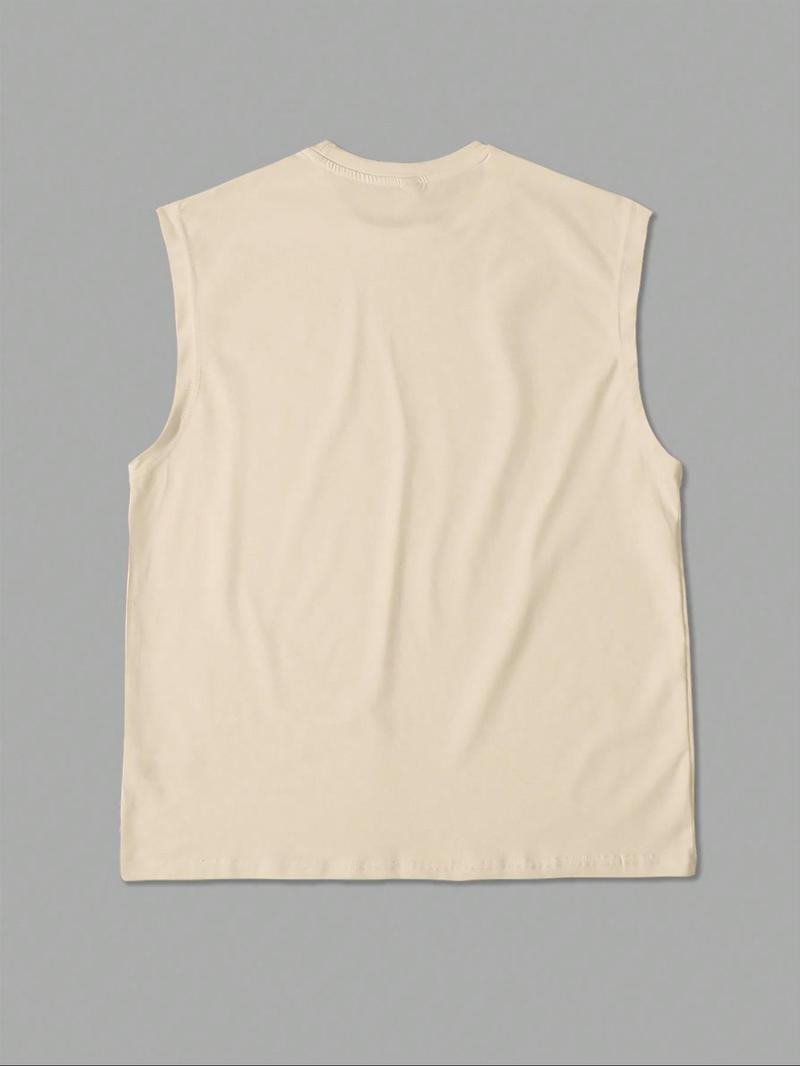 Men's  Bull Head Print Round Neck Tank Top, Casual Quick Drying Breathable Sleeveless Top, Athletic Workout Clothing for Gym Workout Running, Men's Clothes for Summer