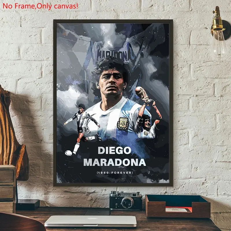 1 piece/set frameless canvas painting print poster, Classic Football player art,Diego Maradona Tribute Art, a perfect gift for football loves, ideal gift for bedroom, living room, dorm hallway, kitchen, mural, wall decoration, room decor