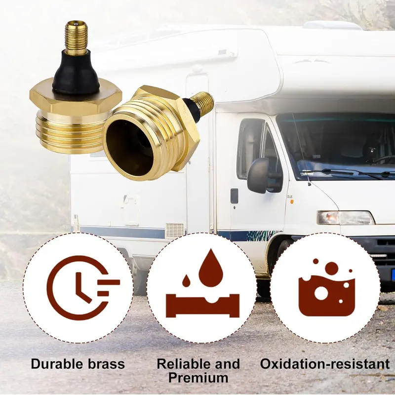 2-Pcs Brass RV Blow Out Plugs with Drain Valve - Air Hose Friendly Home Care Supplies for Camping, Convenient Drainage, Daily Maintenance, Enhances Water System Maintenance, Long-Term Durability 2-Pcs Brass RV Blow Out Plugs with Drain Valve - Air Hose Friendly Home Care Supplies for Camping, Convenient Drainage, Daily Maintenance, Enhances Water System Maintenance, Long-Term Durability