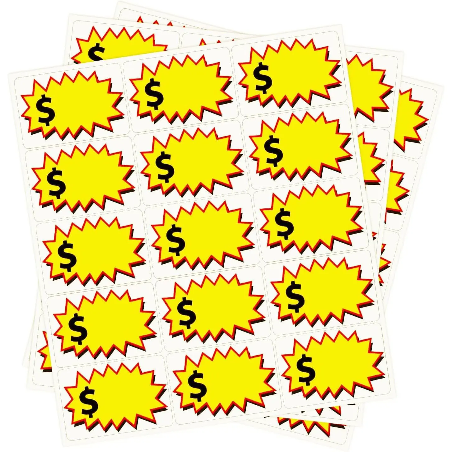 150 Pcs Removable Design Blank Price Stickers, Write-On Burst Shape Self-Adhesive Price Tags, No Residue Retail Marking Labels for Yard Sales, Flea Markets, Garage Sales
