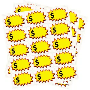 150 Pcs Removable Blank Price Stickers,  Write-On Burst Shape Self-Adhesive Price Tags, No Residue Retail Marking Labels for Yard Sales, Flea Markets, Garage Sales
