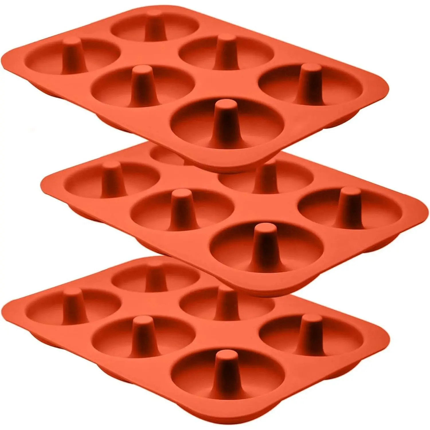 Premium Food-Grade Silicone Donut Pan Set (3-Pack, 3.5in), Non-Stick 18-Mold Baked Donut Holes & Bagel Shaped Baking Trays, Oven, Microwave, Freezer & Dishwasher Safe Kitchenware