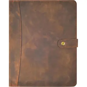 Resume Portfolio Folder for Interview, Professional Padfolio Organizer Binder A4, Graduation   Job  for Men Women - Brown