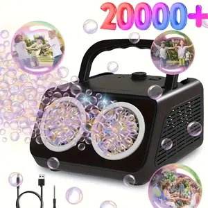Electric Bubble Maker with Dual Fans, Producing Over 20, 000 Bubbles Per Minute, Ideal for Children, Battery Operated, Comes with Bubble Solution, Perfect for Outdoor Play