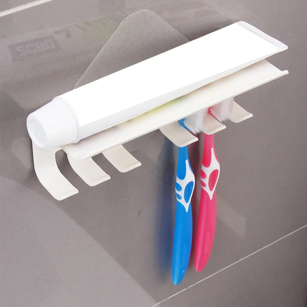 Single Abs Plastic Wall-Mounted Toothbrush Holder, No Drilling Required, Adhesive Backing, Ideal for Bathroom and Toilet