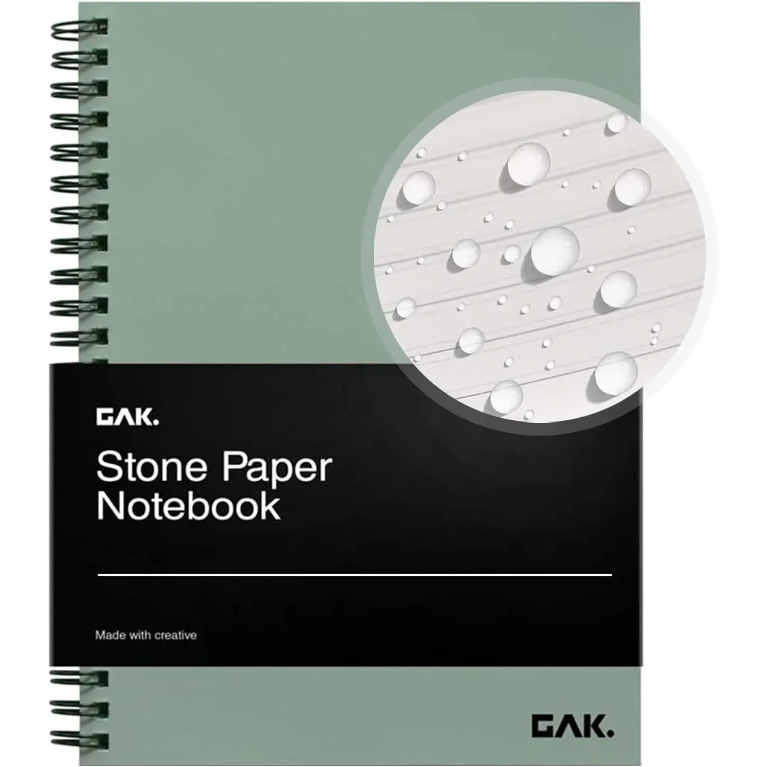 Stone Paper Waterproof Sheet Spiral Notebook (M Size) – 5.8”x8.3”, 50 sheets, Stone Paper Notebook Journal Note Taking - Waterproof Notepad College Ruled Paper Black Notebook Aesthetic SchoolGift.