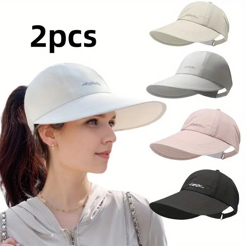 Unisex Youth 2-Pack Sun-Protective Baseball Caps, Lightweight, Adjustable Velcro Closure, Wide Brim, Elastic Design, Suitable for Spring/Summer Sports & Outdoor Use