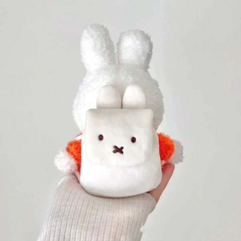 Kawaii Miffy Earphone Case Furry Plush Bunny CoinPurse Keychain for Girls Mini Backpack Purse Multi-Purpose Valentine's Day Gift
