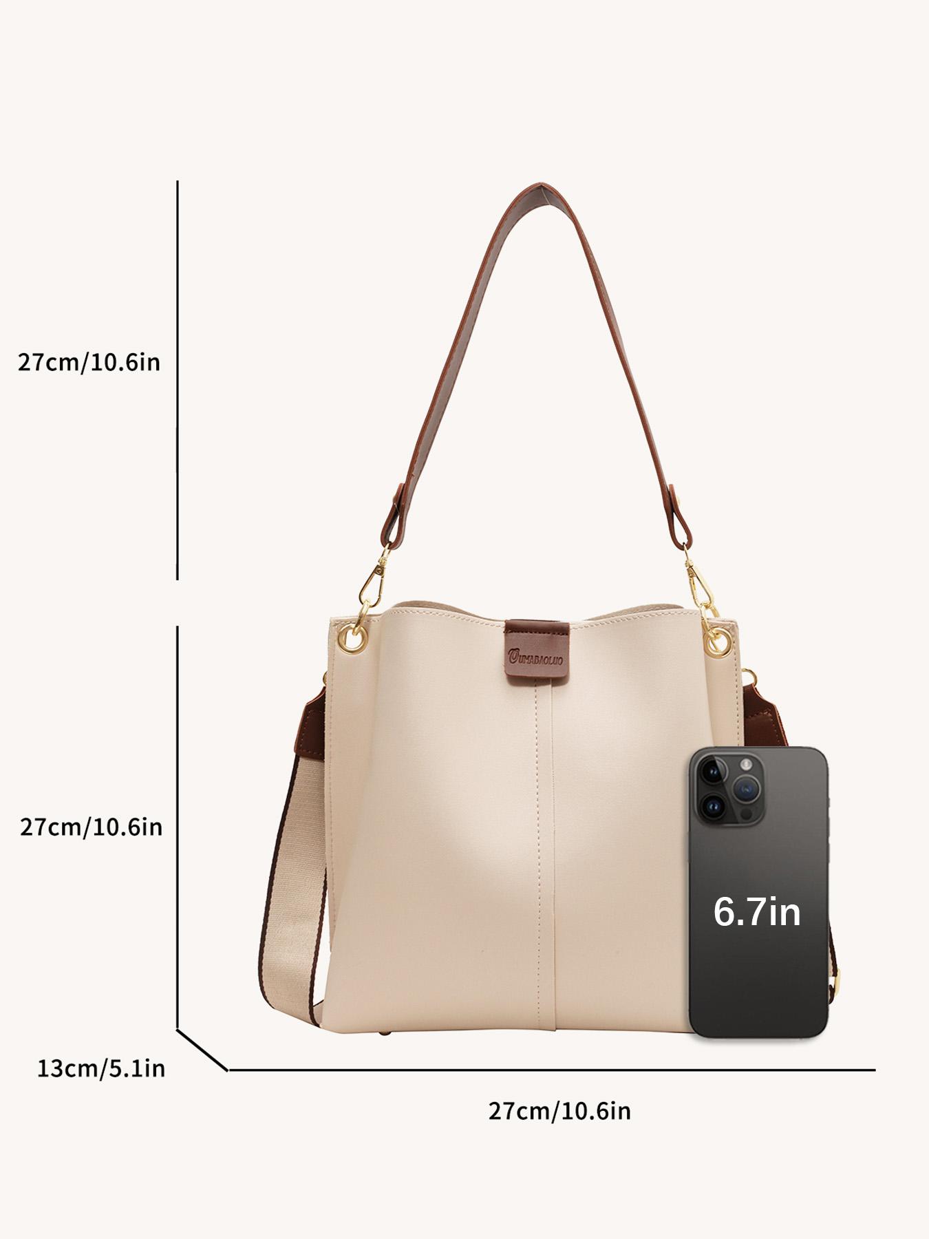 Women's Solid Color Patched Design Tote Bag, Fashionable Large Capacity Shoulder Purse for Work & Daily Used, Everyday Shoulder Bag, Casual Commuter Crossbody Bag for Women & Girls