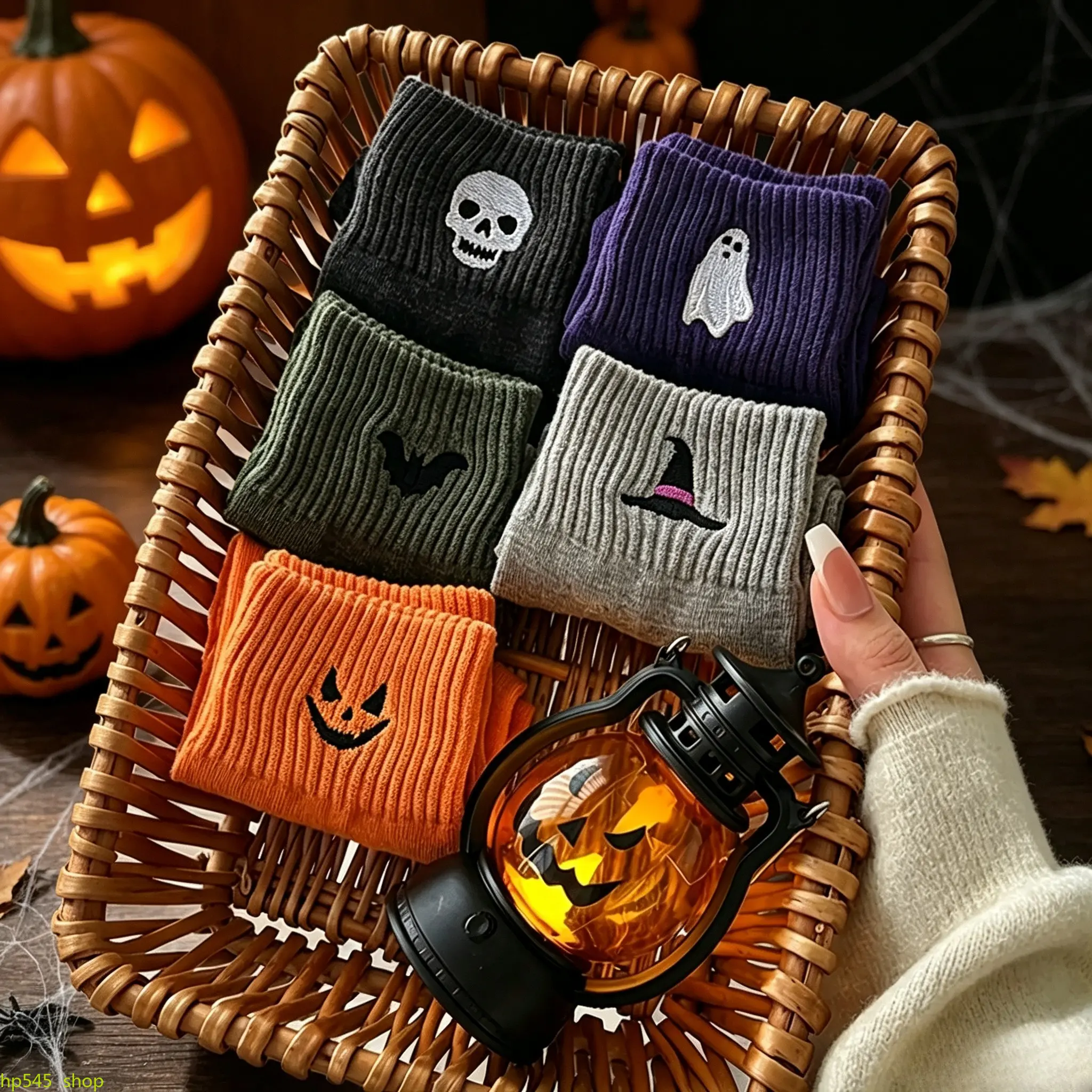 Viral Cute Halloween Socks for Women, 5 Pairs Cozy Novelty Crew Socks Set, Funny Pumpkin Ghost Cartoon Mid-Calf Knit Socks, Soft Stretch Warm Fall Winter Essentials for Daily Wear, Halloween Party, Work, School & Gifts travelessentials