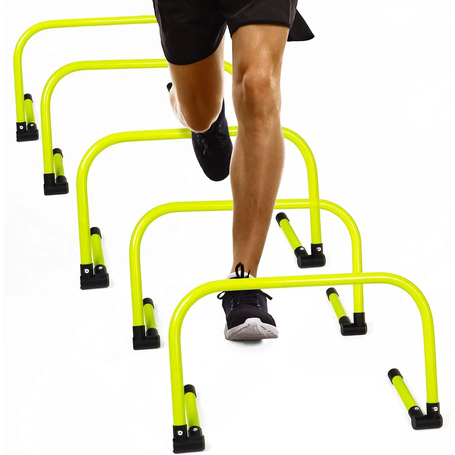 Foldable Agility Hurdles for Athletes, Set of 5 Adjustable Speed Training Equipment, Lightweight Compact Set for Soccer & Track with Carry Bag, Collapsible, Portable, Multi-Sport, Adjustable Hurdles