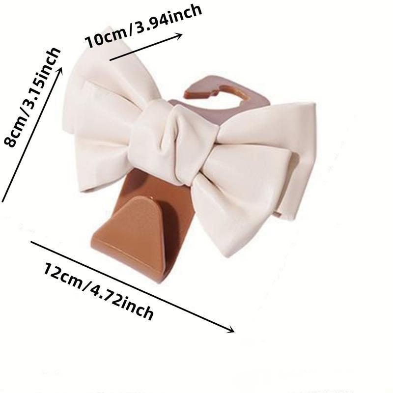 Cute Bowknot Car Seat Back Hooks 2Pcs, Premium Leather Dual Capacity Car Storage Hooks, Easy Install Interior Car Accessories Must Have,Cute Car Accessories for Women