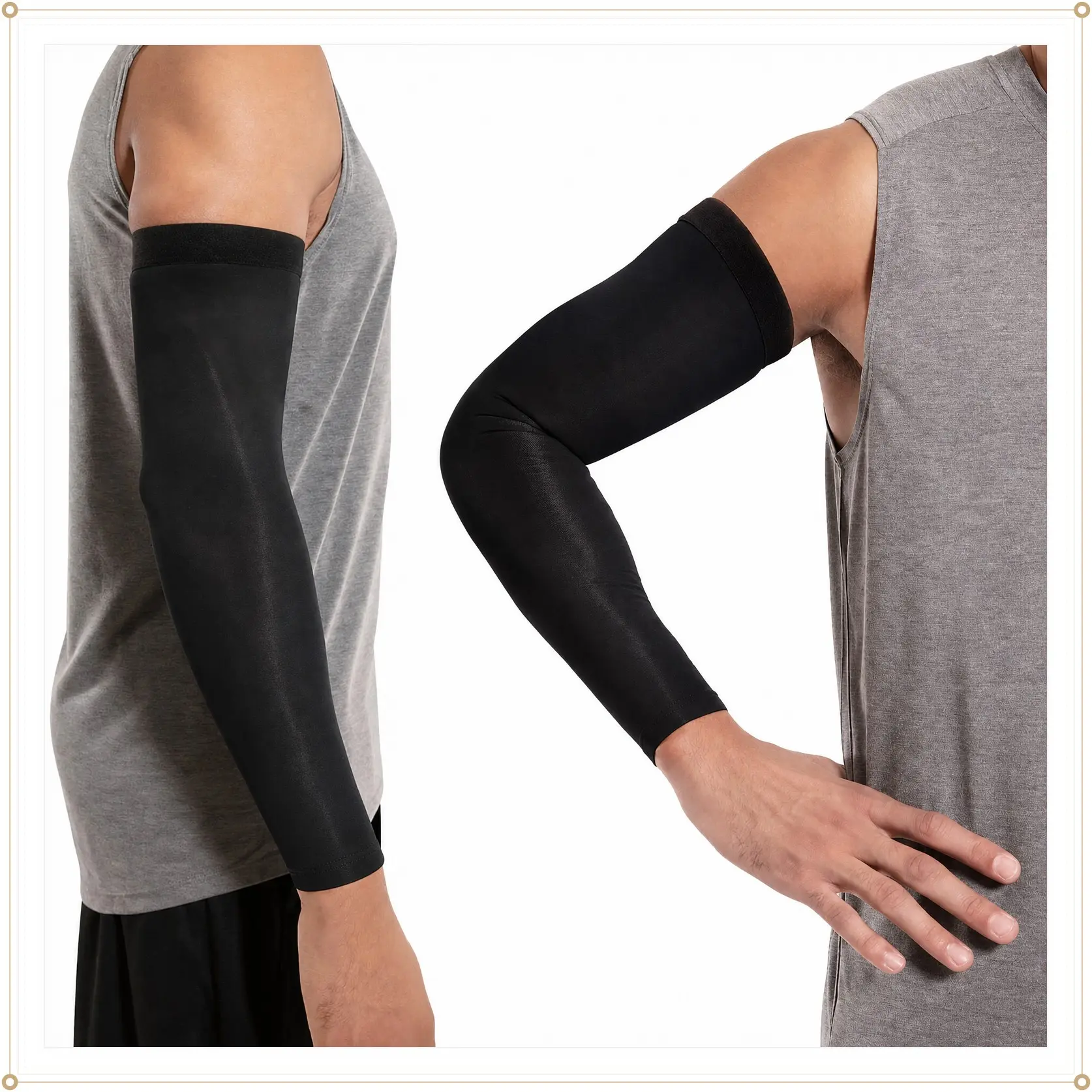 Arm Sleeve - Copper Infused Full Arm Brace for Forearm, Bicep, Triceps - Tennis Elbow, Basketball, Golf, Arthritis, Tendonitis, Bursitis, Post Surgery Rehab - Odor Resistant - Black - MGift