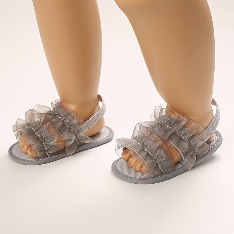Baby Lace Trim Soft Soled Shoes Infant First Walkers Formal Outfits Newborn Sandals Hundred Day Celebration