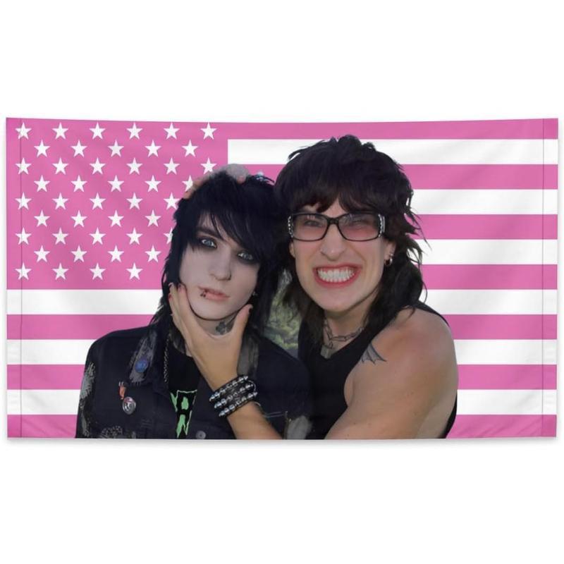 Jake and Johnny 3 * 5 FT Four HolesPink American Falg Four Holes Tapestry Polyester Wall Art Tapestry Decorative Bedroom Modern Home Wall Hanging Wall Decoration Merch