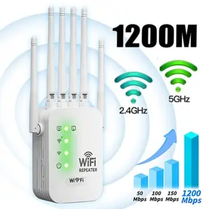 2026 Upgraded WiFi Extender, 1200Mbps Dual Band Signal Booster (5GHz/2.4GHz) Covers Up to 10,000 sq. ft & Connects 50 Devices | Repeater with Ethernet Port for Home Use
