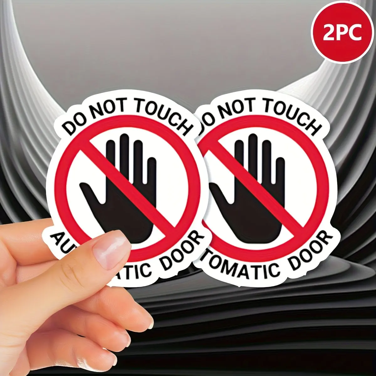 Automatic Door Sticker with Handprint Design, Durable Vinyl Material, High Visibility Safety Warning Label, Suitable for Doors and Vehicles, Car Stickers