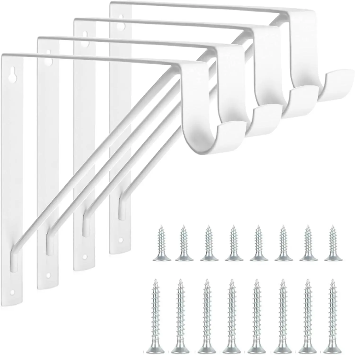 Pack Heavy Duty Closet Shelf & Rod Brackets, Wall Mounted Closet Shelf Brackets, 11 x 10.2 Inch Closet Shelf Brackets with Rod Support, White