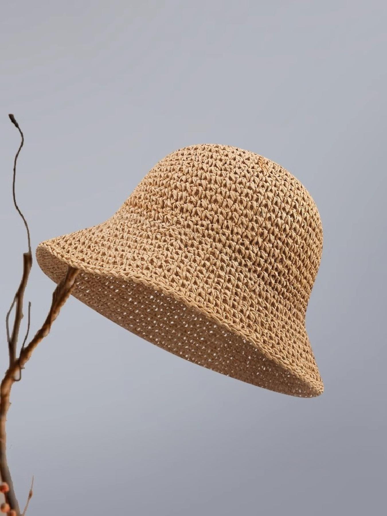 Women's Solid Color Straw Hat, Casual Outdoor Sun Protection Cap for Women & Girls, Fashion Accessories for Daily Wear, Breathable Head Cover