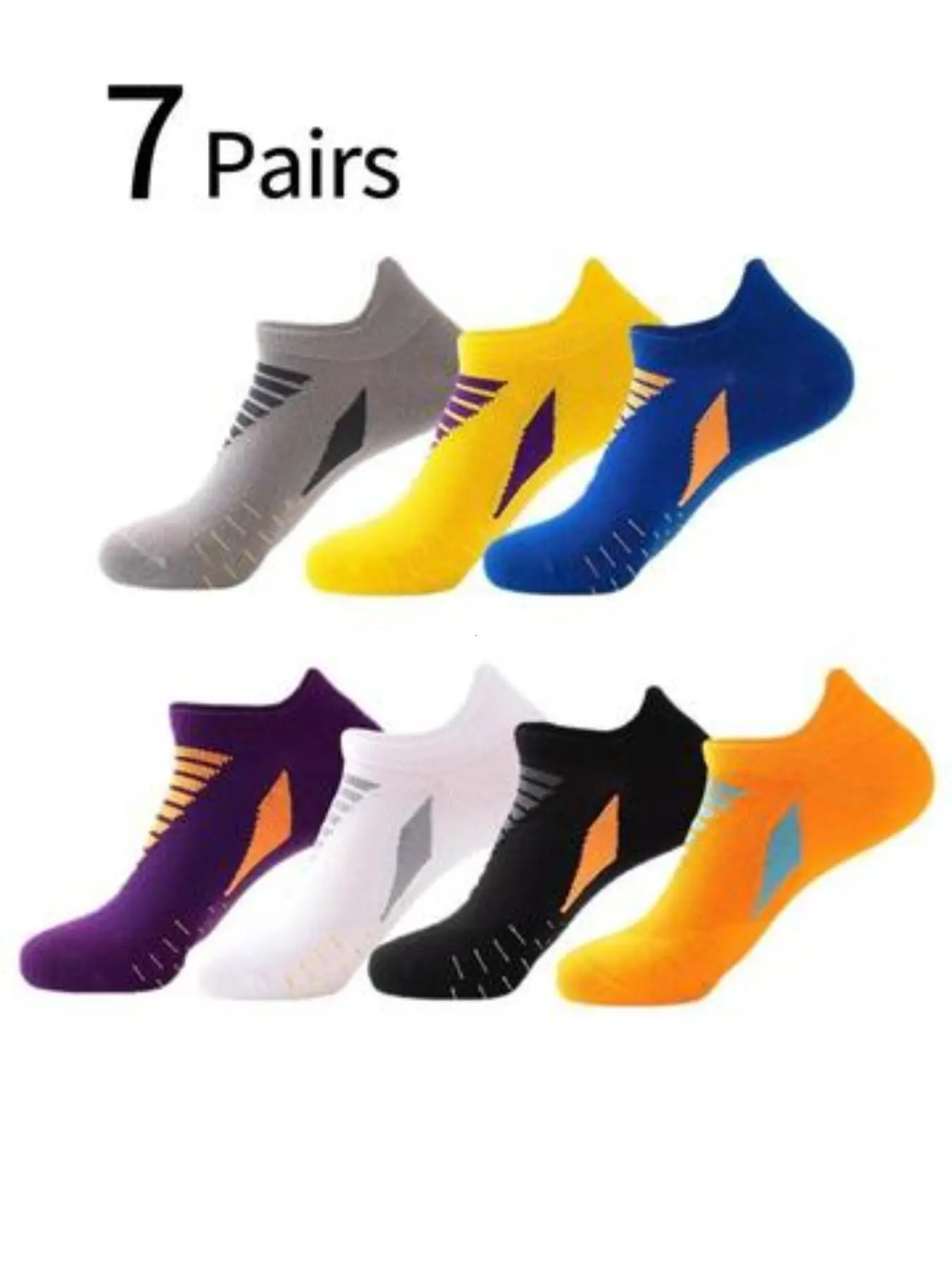 7 Pairs Men's Marathon Running Socks, Lightweight Quick-Dry Sports Socks, Anti-Slip Heel, Breathable Sweat-Wicking, Comfortable Soft