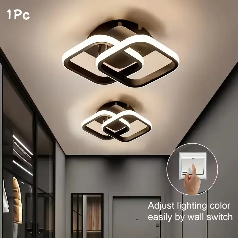 Square Pendant Light, Adjustable Lighting, Adjustable Color Temperature 3000-6000k, Metal Ceiling Lamp, Hard Wire 85-265v, Suitable for Kitchen, Loft, Corridor