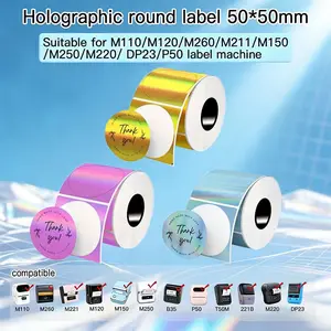 [Holographic Thermal Labels] Holographic gold thermal adhesive labels, ideal for DIY logo design, glitter thermal printer stickers, compatible with M110/M220/M260/M221/M120/M150/M250/M220/P50/T50M Pro, perfect for DIY logo design/gift tags/ greeting stick