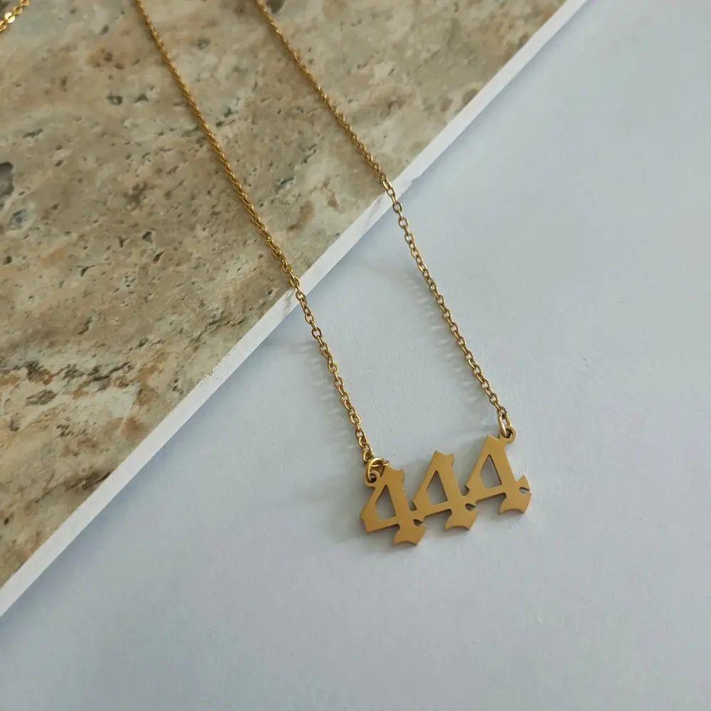 Dina Waterproof 18K Gold Plated Stainless Steel Angel Number Necklace Bracelet Anklet Jewelry 111-999 Lucky Number Spirit Gift double cross
