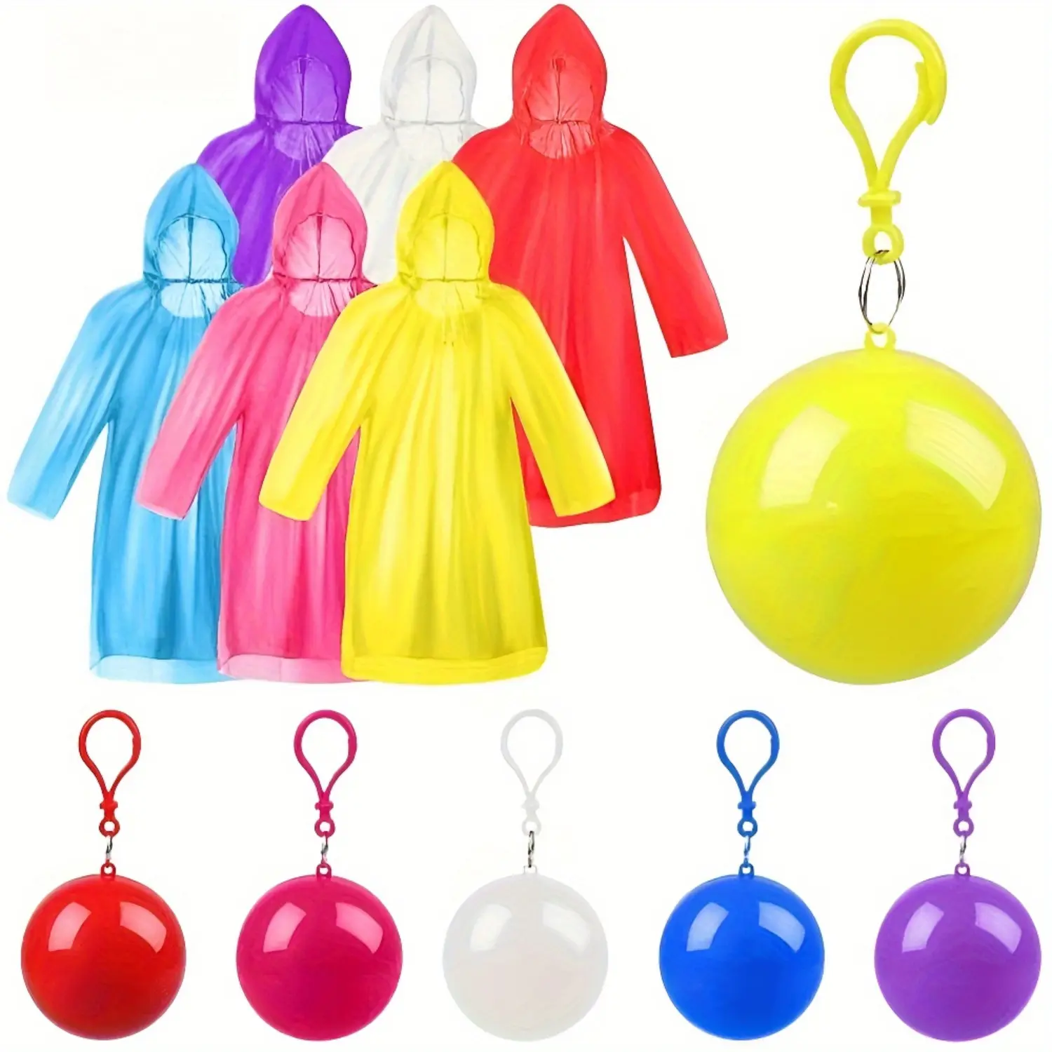 [Outdoor Emergency Poncho] 4pcs, Outdoor Adult Emergency Poncho, Raincoat in The Keychain Ball, Adult Raincoat, Suitable for Outdoor Riding, Mountaineering, Outdoor Sports And Amusement Parks, Etc., Rainy Days Must (Color Random)