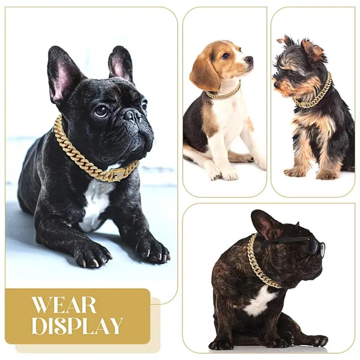 Rhinestone Decorated Dog Chain Collar, 1pc Dog Necklace, Pet Jewelry Accessories Suitable for Small, Medium, and Large Dogs and Cats