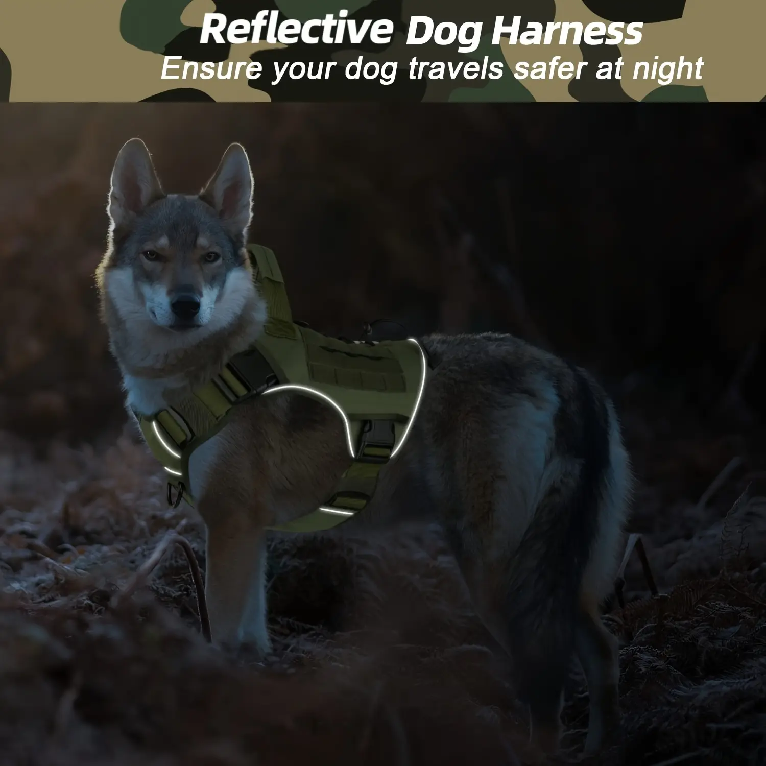 Adjustable No-Pull Polyester Nylon Dog Harness, Reflective K9 Vest with Handle for Large Dogs, Easy On/Off Control Pull Design for Labrador Retrievers, Battery-Free