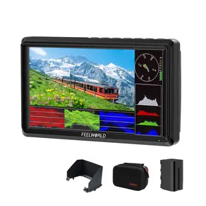 FEELWORLD S55E 5.5Inch Camera DSLR Field Monitor Custom 3D LUT Camera Monitor 4K HDMI Input & Output Waveform Monitoring Lightweight with F750 4400mAh Battery and Bag