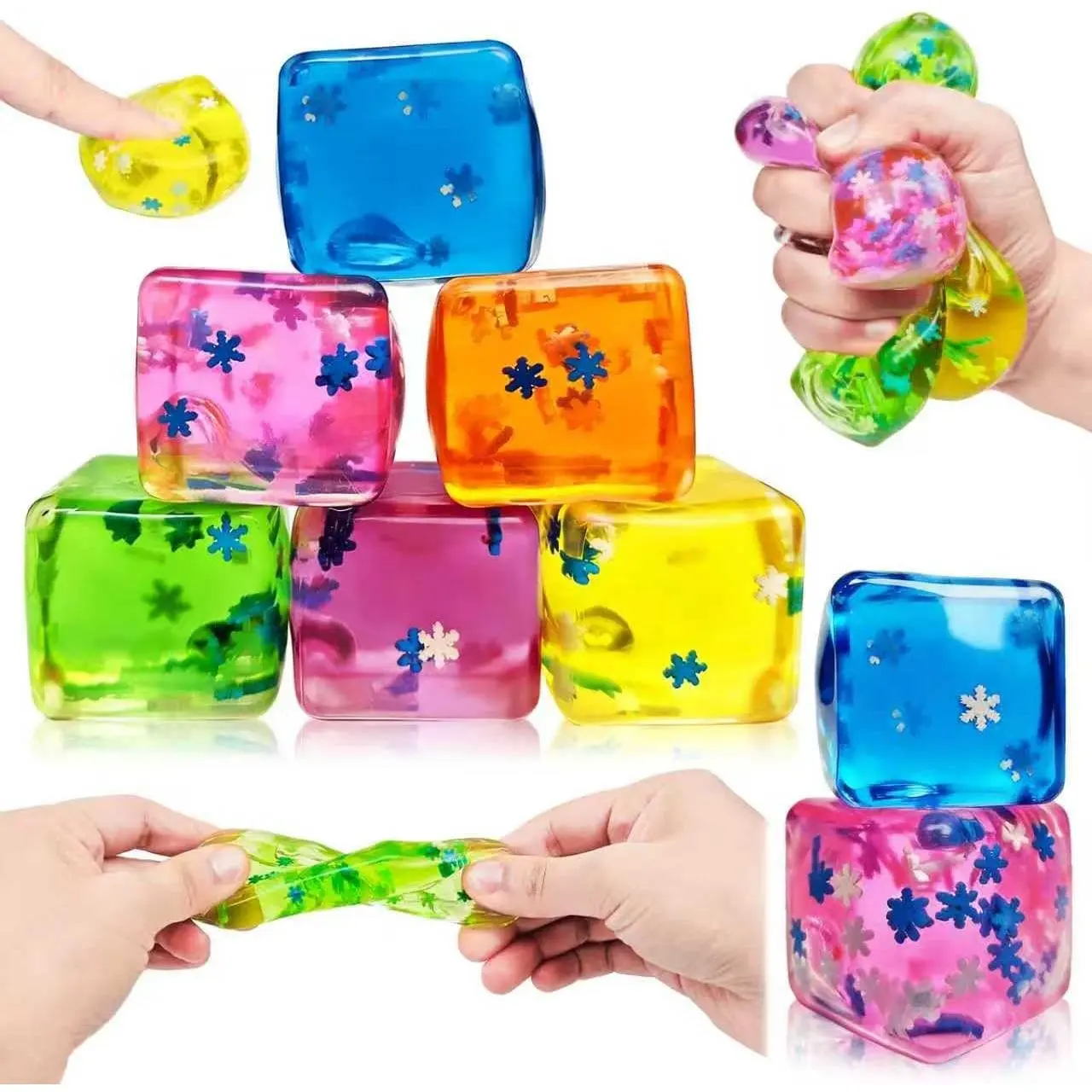 6 Pcs Square Stress Cubes Squishy Toys, 6 Colors Sensory Squeeze Cubes, Slow Rising Stress Relief Fidget Toys for Kids Adults, Anxiety Relief Calming Toys Party Favors Classroom Prizes Birthday Giftsfidget toys